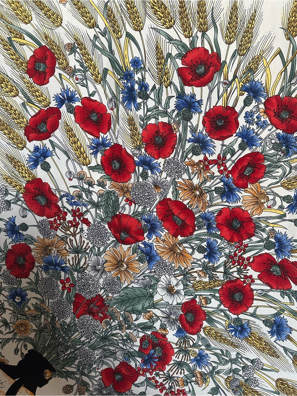 Vintage GUCCI Vittorio Accornero Flora Silk Scarf Poppies Wheat Cornflowers - Picture 6 of 13